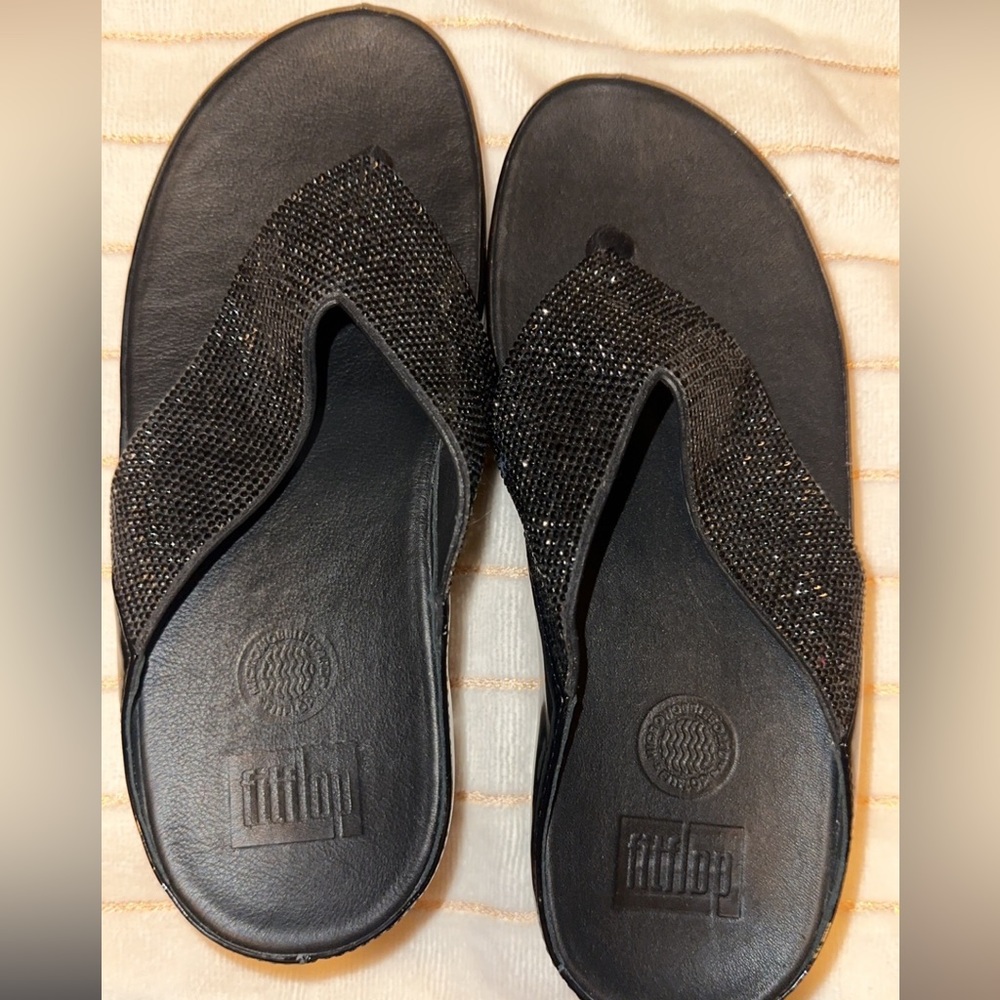 FitFlop Women's Lulu Crystal Original Fit Toe-Post Wedge Sandal